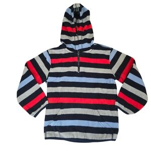 Gymboree Striped Pull Over Quarter Zip Sweater with Hood Toddler Boys Size 5T